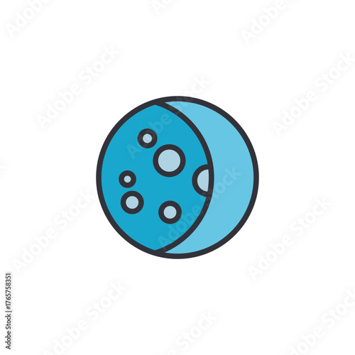A moon phase icon showing lunar craters and soft blue shading, representing astronomical cycles, nighttime visibility, and clear sky weather predictions.