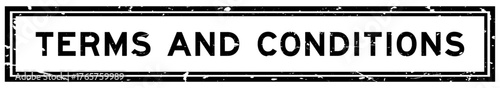 Grunge black terms and conditions word rsquare ubber seal stamp on white background