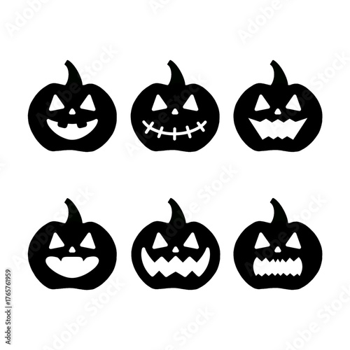 halloween pumpkin jack o lantern vector set illustration
