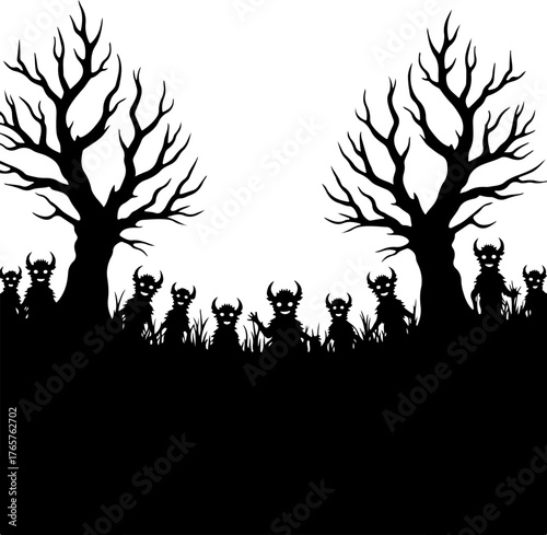 Crowned Shadows in the Haunted Grove”