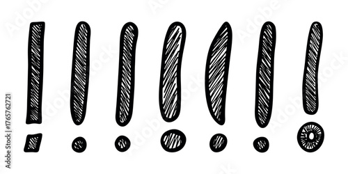 Set of hand drawn exclamation mark clipart Single element for design