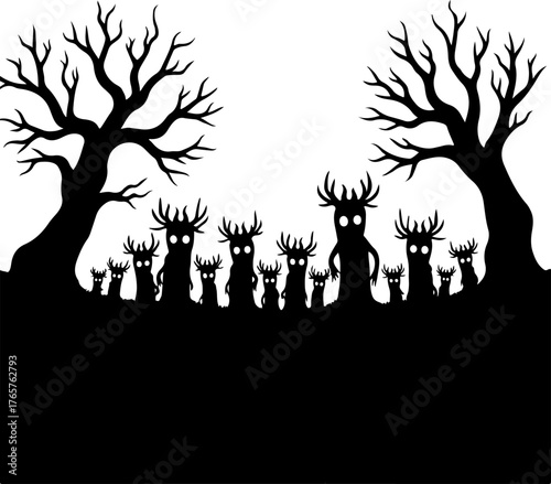 Crowned Shadows in the Haunted Grove”