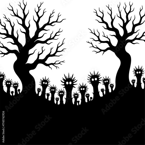 Crowned Shadows in the Haunted Grove”