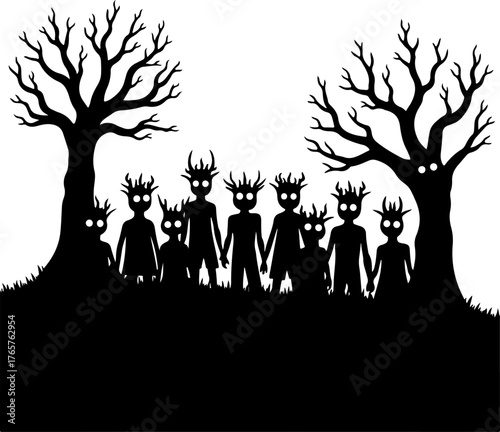 Crowned Shadows in the Haunted Grove”