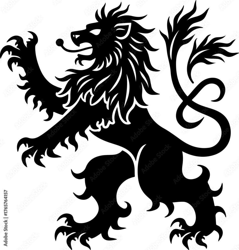 Fototapeta premium Heraldic Lion Silhouette Emblem Vector