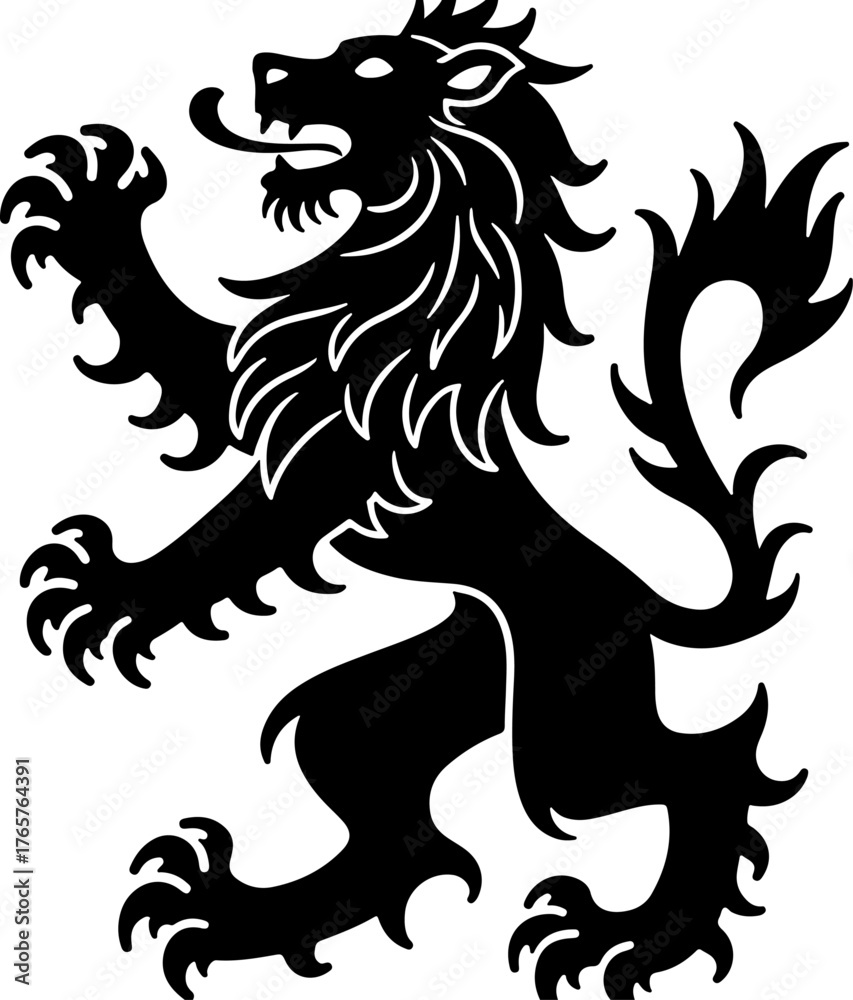 Obraz premium Heraldic Lion Silhouette Emblem Vector