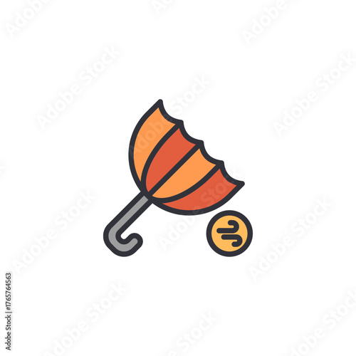 Vector icon showing a strong wind cone to represent high-speed winds, coastal storms, or extreme gust warnings, ideal for weather alerts and climate dashboards.