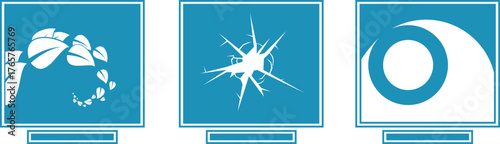 Touchscreen monitors with leaves and cracked screens, technology and TV