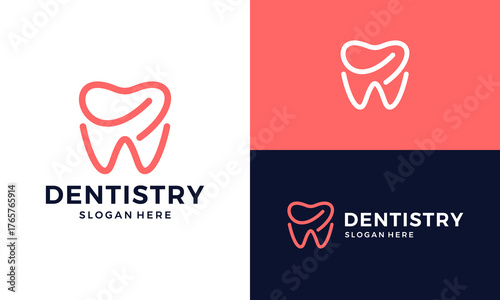 Minimalist Tooth Icon with Abstract Design Dental Care Logo Concept.