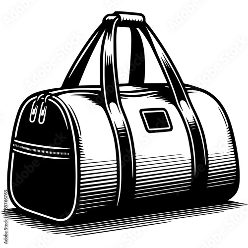 Essential Travel Companion: A meticulously crafted vector illustration of a sturdy, stylish duffel bag, ready for any adventure. perfect symbol for travel and leisure.