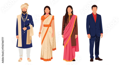 Elegant Indian attire for weddings and cultural events, featuring vibrant traditional and modern clothing styles