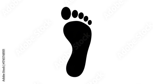 Simple Black Footprint Icon on White Background for Footwear or Foot Care Concepts