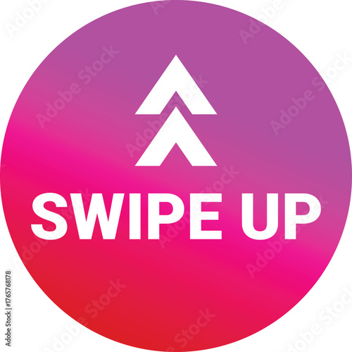 Pink and red gradient swipe up button with upward arrow for social media stories