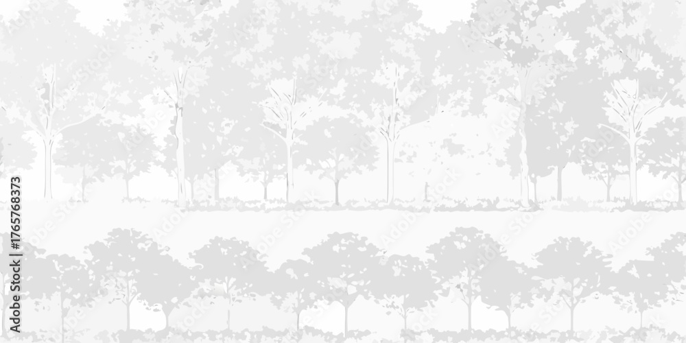 Fototapeta premium Monochromatic forest landscape with silhouetted trees and foliage in layers