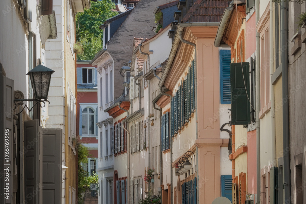 Fototapeta premium Heidelberg - in einer Gasse der Altstadt, Baden-Württemberg, Deutschland, Europa