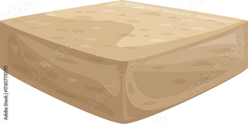 Single block of firm tofu isolated on white background, offering plant based protein for healthy meals