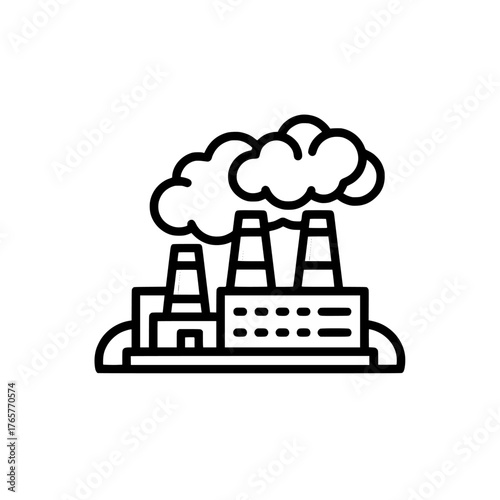 Illustration of a smoke-emitting factory icon in a trendy, modern flat style, isolated on white