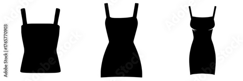 Mini straight dress featuring a square neck and sleeveless design with strapped and strappy details as shown in technical drawing flat sketch