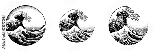A modern design comprising a sea icon wave illustration is complemented by an ocean logo that serves as an aqua symbol graphic element