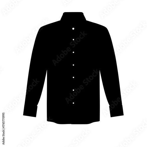 Flat sketch illustration drawing of a woven men's long sleeves formal shirt for formal wear and casual wear, used as a fashion illustration template mock up