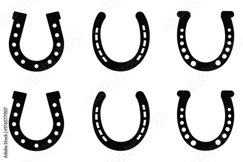 horseshoe glyph icon set. Horseshoes icon, Horse shoe for luck sign on white background. Vector illustration.