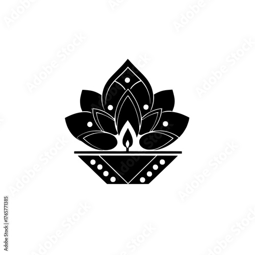 Happy Diwali, the festival of light, is beautifully captured in a modern geometric minimalist design available as a poster, banner, and social media template