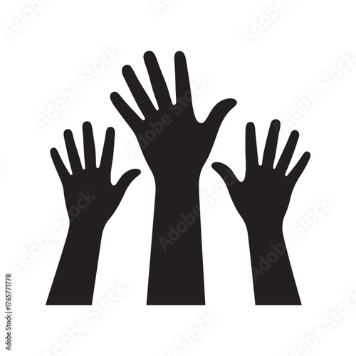 Upraised Hands Silhouette Illustration Symbolizing Unity And Community