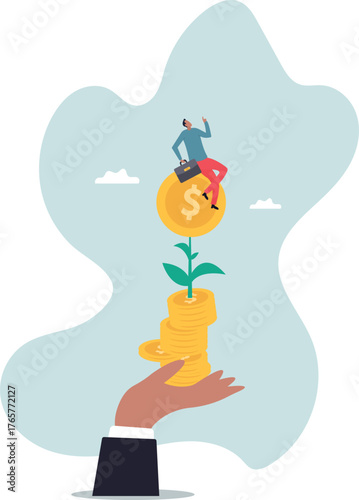 Investment growth, prosperity or earn more money from savings, mutual funds or opportunity to make profit and increase wealth,about a man and his life.