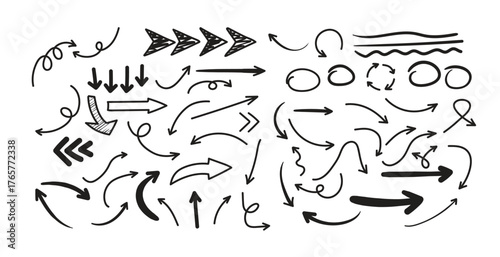 Hand drawn sketch arrows for graphic design use