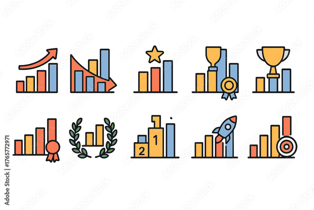 Obraz premium Collection of Colored Data Visualization Icons