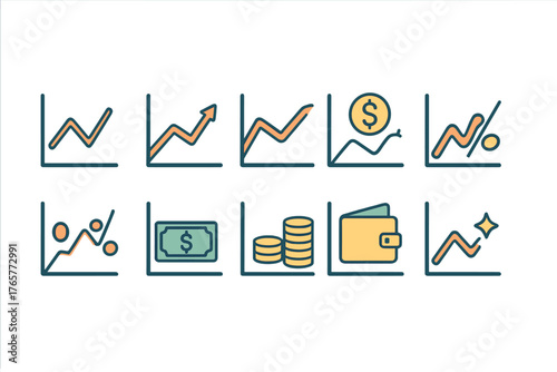 Financial Growth and Investment Icons Set