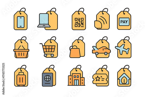 Set of Colorful Commerce and Services Icons