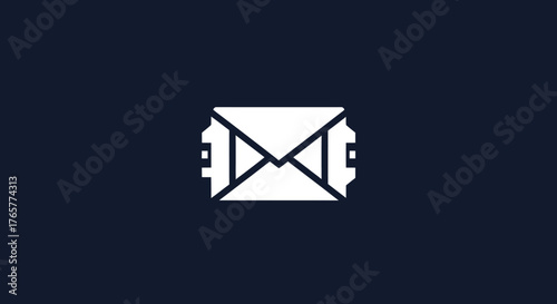 Simple white envelope icon on dark blue background. The design is clean, minimal, and centered