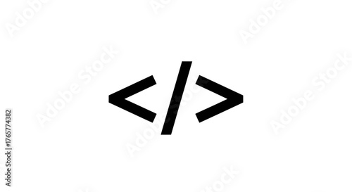 Bold black code symbol with a forward slash in the center, centered on white background