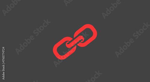 A minimalist red chain link graphic centered against a dark gray background