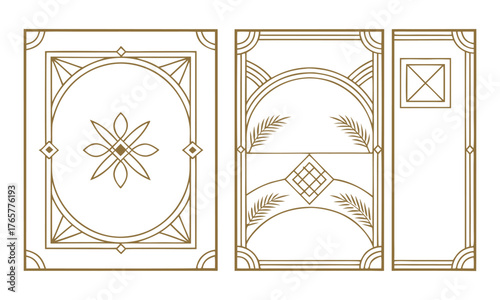  Art Deco Frame Collection — Elegant Geometric Gold Line Borders on White Background Vector illustration, easily editable.