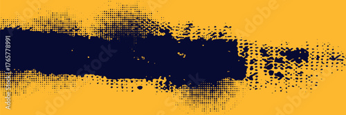Yellow and black backdrop with dot halftone pattern element. Abstract brush grunge background. Eps 10