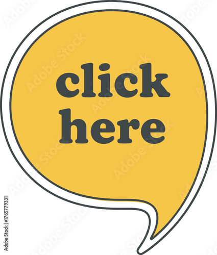 Click Here Speech Bubble Icon for Website Calls To Action Vector Illustration