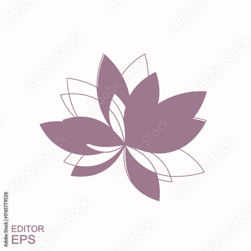 A Delicate, Abstract Illustration of a Lotus Flower with Soft, Pastel Petals and Intersecting Lines