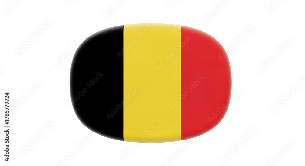 Fototapeta premium Stylized button emblem featuring the national colors of Belgium in a glossy design