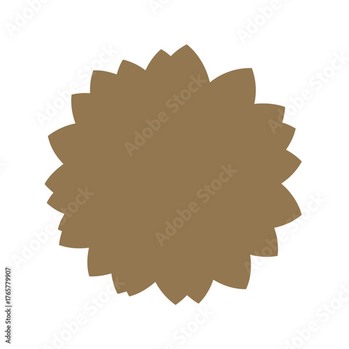 갈색 꽃잎 모양의 장식, 둥근 형태의 디자인 요소, 자연에서 영감을 받은 추상적인 이미지.