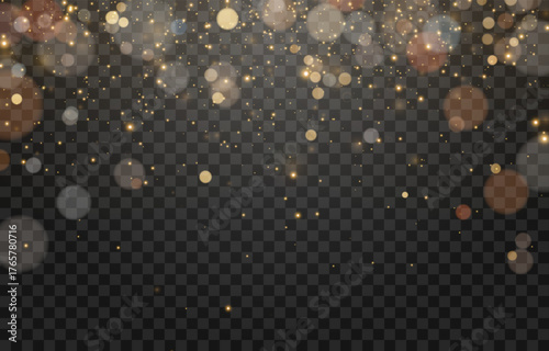 Vector bokeh lights effect isolated on transparent background. Soft blured bokeh and lights png