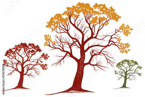 Tree Silhouette Vector Pack Isolated on White Background