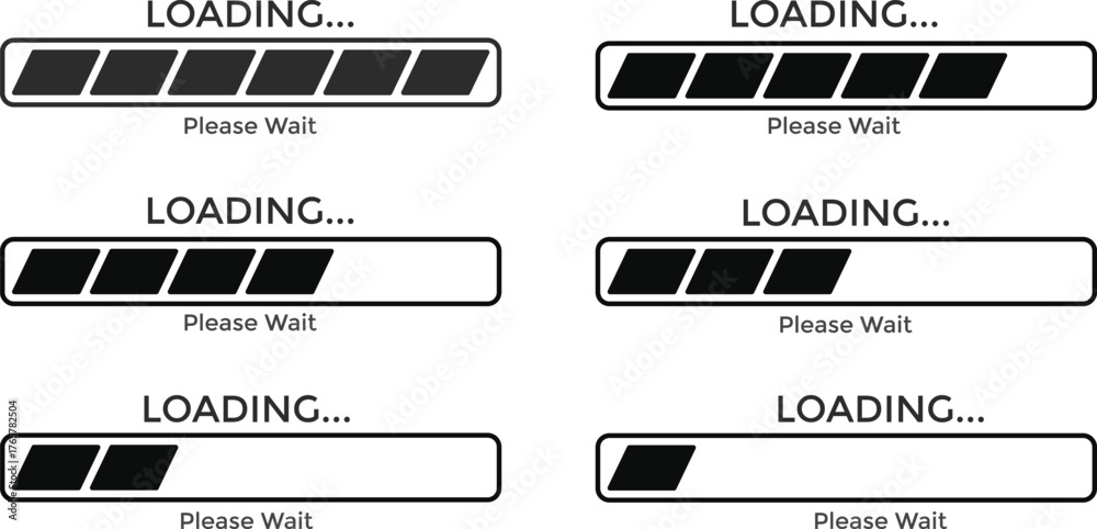 Obraz premium loading bar icon. Download progress. Retro Progress Bars. Collection Loading status. loading bar progress 