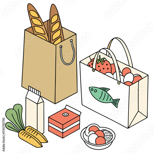 grocery-products-in-supermarket-packages--fruits-a.eps