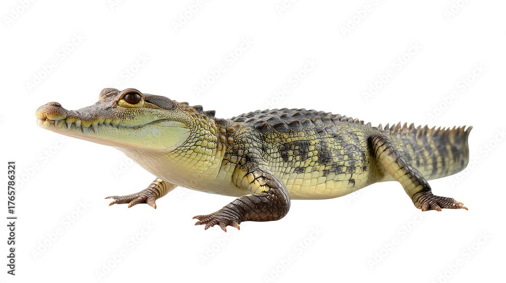 Fototapeta premium Aquatic Predator: A close-up shot of an intriguing alligator showcases its unique texture, the image captures the essence of this powerful creature.