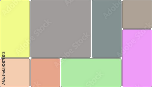 Abstract mosaic of colorful rectangular blocks with rounded corners