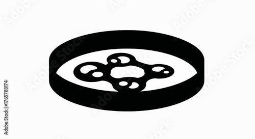 Science and biology glyph icon. A petri dish with a bacterial culture. Minimalist vector symbol for laboratory experiments and research