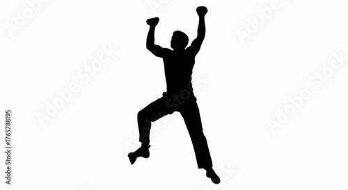 Silhouette of a man rock climbing. Bouldering and extreme sport vector icon. Minimalist graphic isolated on a white background