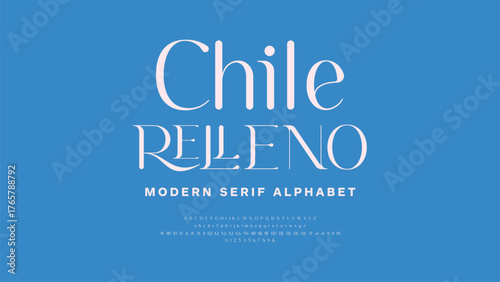 Classic typeface called Chile Relleno. Modern Serif Alphabet